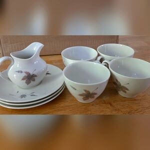 Royal Doulton Tumbling Leaves 8pc Tea Set Organic Warm Minimalist